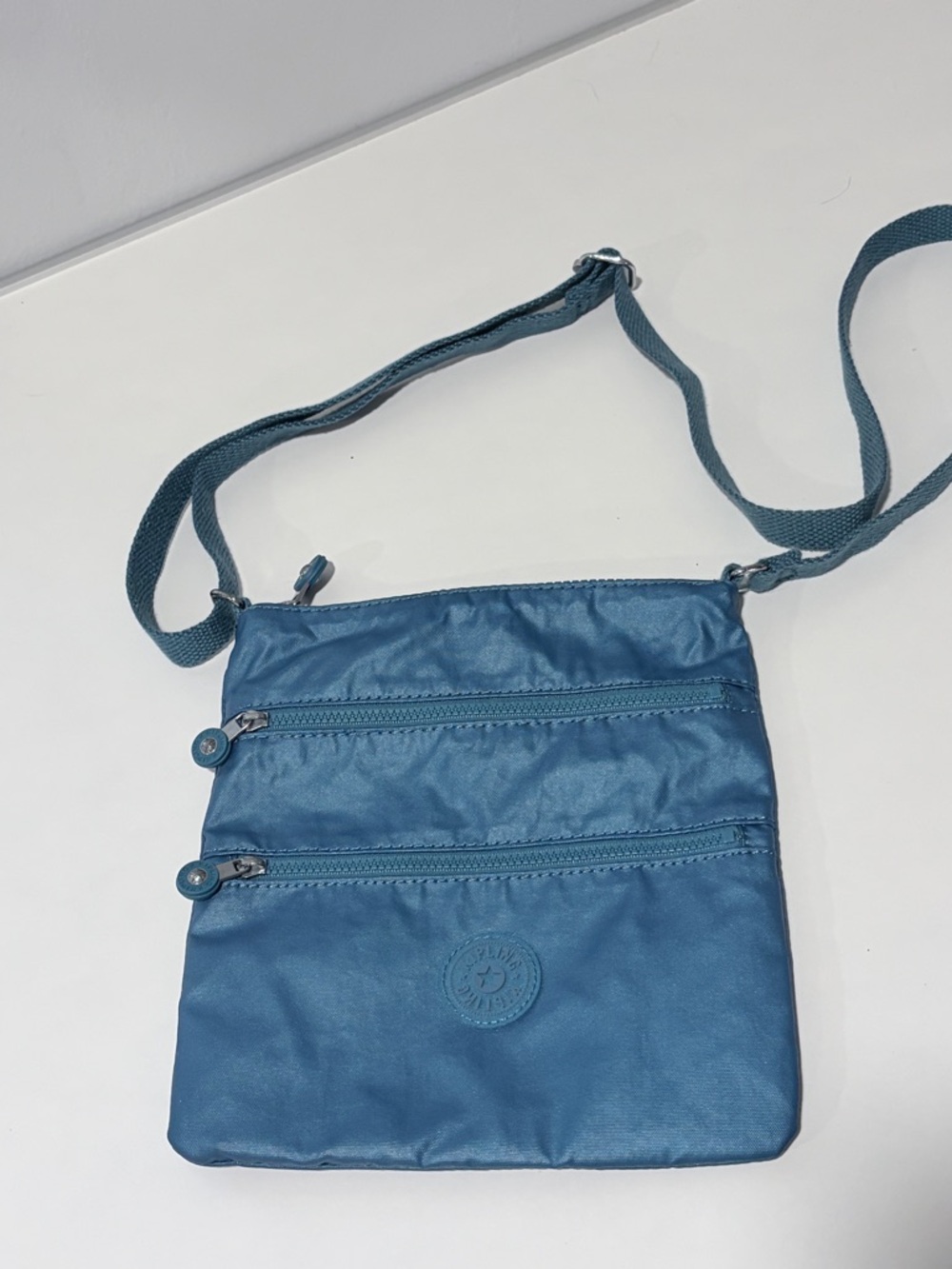 Kipling Alvar  Metallic Blue Crossbody Bag with Adjustable Strap